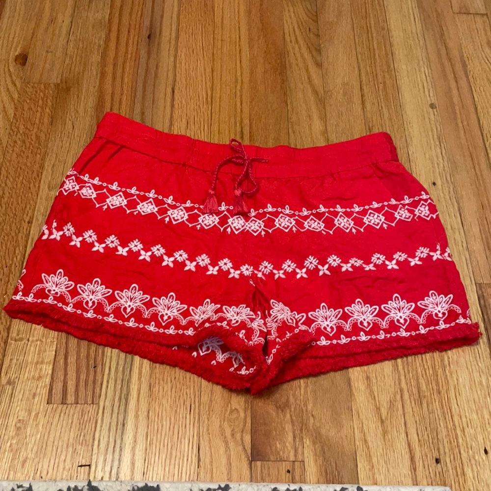 Loft red orange embroidered shorts!
